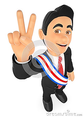 3D Political election winner. President Cartoon Illustration