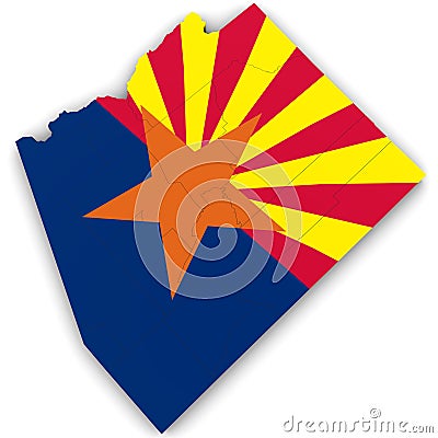 3d Political Map of Arizona Stock Photo