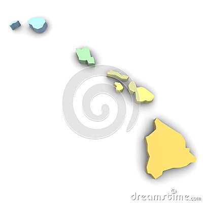 3d Political Map of Hawaii Stock Photo