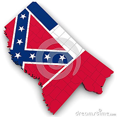 3d Political Map of Mississippi Stock Photo
