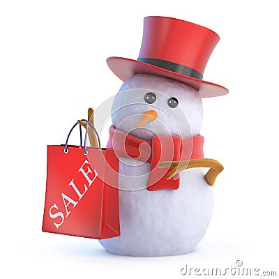 3d Posh snowman sale bag Stock Photo