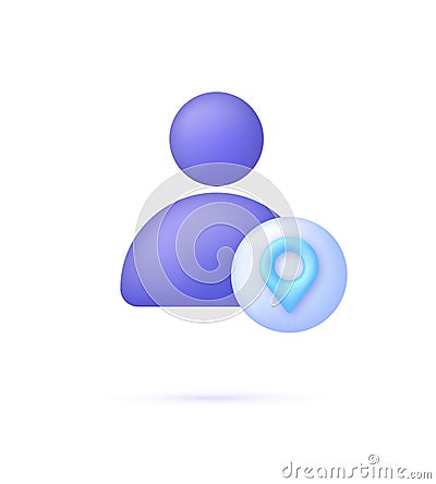 3D Position icon. Location pin with man icon. GPS navigator pointer Vector Illustration