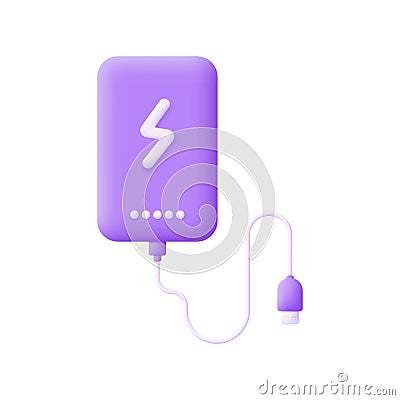 3D Powerbank isolated on white background. Charger. Portable device for recharge. Can be used for many purposes Vector Illustration
