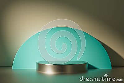 3d presentation background with pedestal or dais in the room illuminated by sunlight Stock Photo