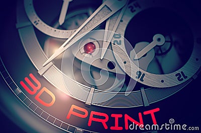 3D Print on Luxury Men Watch Mechanism. 3D. Stock Photo