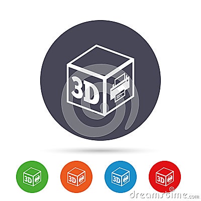 3D Print sign icon. 3d cube Printing symbol. Vector Illustration