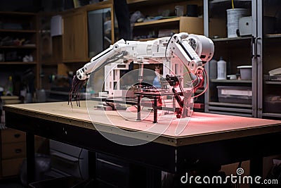 3d printed biohybrid robot prototype on workbench Stock Photo
