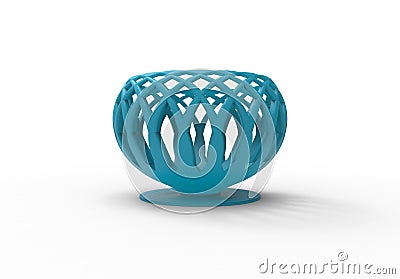 3D printed blue vase Cartoon Illustration