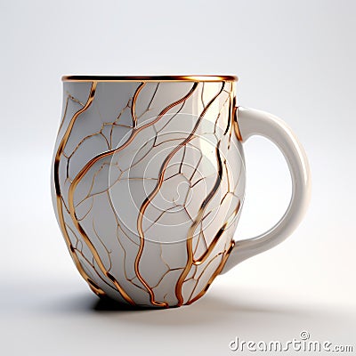 Unique 3d Printed Coffee Mug With Hyper-realistic Details Stock Photo