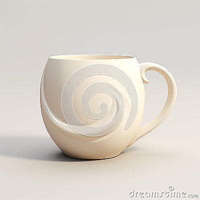 3d Printed Crescent Mug In White With Distorted Form Stock Photo