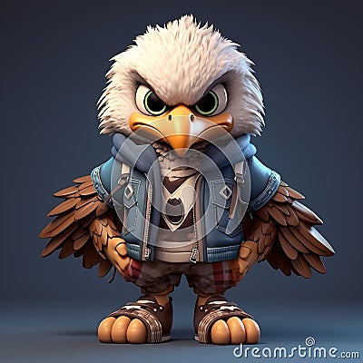 Super Cute 3d Eagle Character Renders For Game - Iconic Pop Culture Caricatures Cartoon Illustration