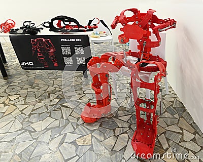 3D printed exoskeleton modular concept prototype on display Editorial Stock Photo