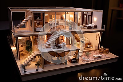3d printed house model showcasing interior layout Stock Photo
