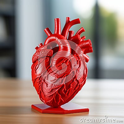 3D printed human heart, a breakthrough in medical technology, Generative AI Stock Photo