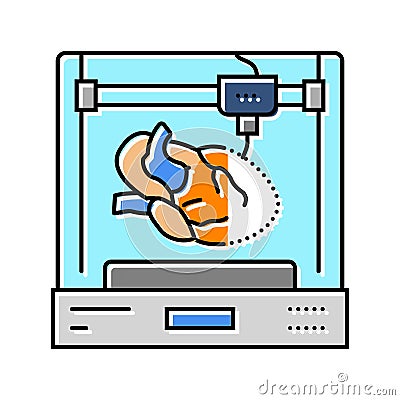 3d printed human organ future technology color icon vector illustration Cartoon Illustration