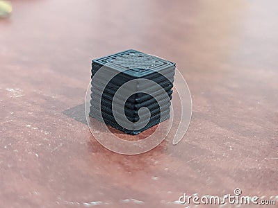 3D printed small black cube Stock Photo