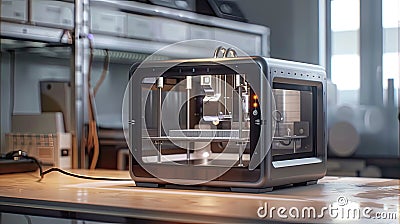 a 3D printer in action, showcasing the intricate details and technical engineering style characteristic of the process Stock Photo