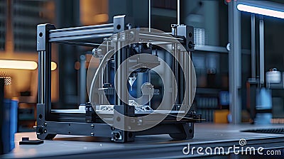 a 3D printer in action, showcasing the intricate details and technical engineering style characteristic of the process Stock Photo