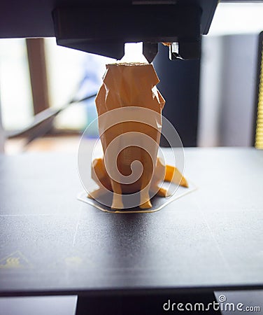 3D printer close-up Process working of 3D printer. 3D printer printing object Stock Photo