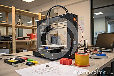 3D printer creating a complex tech prototype Stock Photo