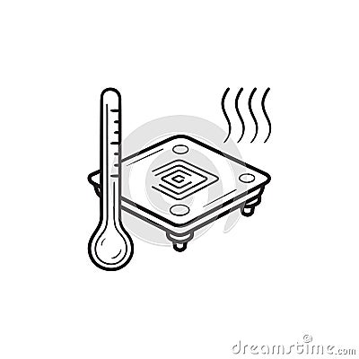 3D printer heated bed hand drawn outline doodle icon. Vector Illustration