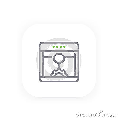 3d printer icon in line style Vector Illustration