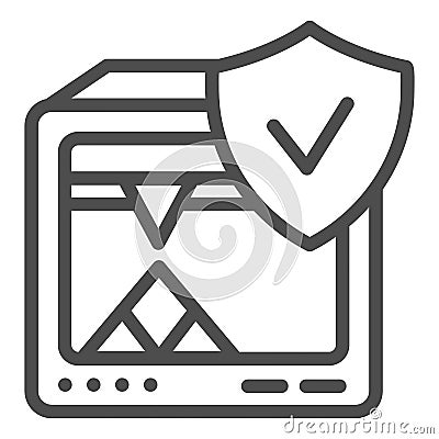 3D printer line icon. 3D printer verified vector illustration isolated on white. 3d printing completed outline style Vector Illustration