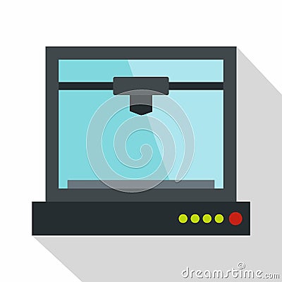 3d printer model icon, flat style Vector Illustration