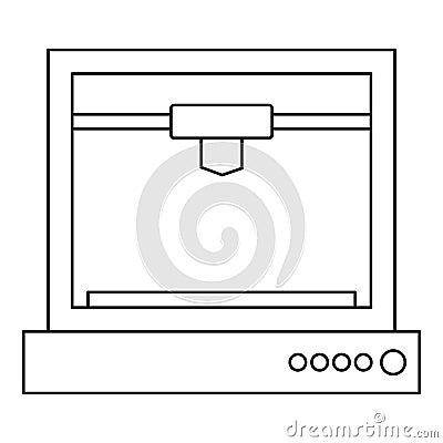 3d printer model icon outline Vector Illustration