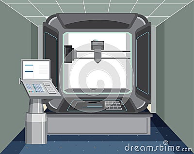 A 3D printer model machine Vector Illustration