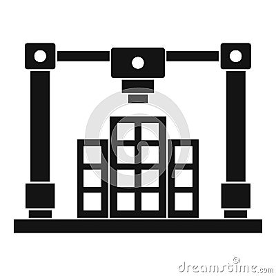 3d printer printing layout of building icon simple Vector Illustration