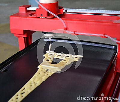 3d printer that printing a liquid dough Stock Photo