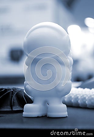 3D printer printing prototype molten plastic Process creating prototype model Stock Photo