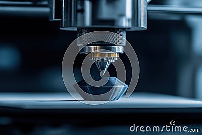 3D printer prints sample model prototype. Hi-tech computer-aided manufacturing process. Rapid prototyping. Advanced tech creating Stock Photo