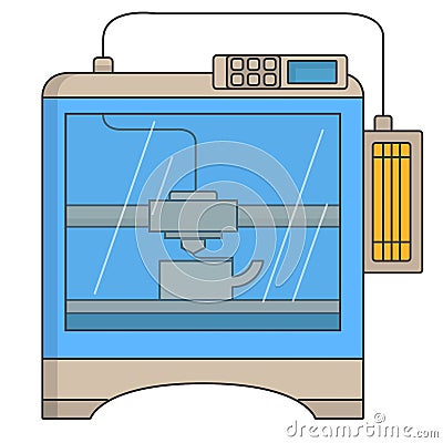 3d printer technology vector icon in flat style. Print manufactoring Vector Illustration
