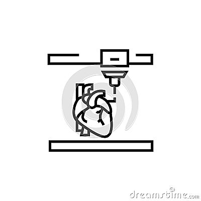 3d printing heart icon. Cardiology illustration. Cartoon Illustration