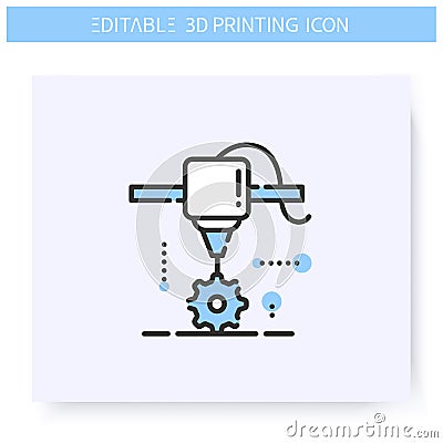 3d printing line icon. Editable illustration Vector Illustration