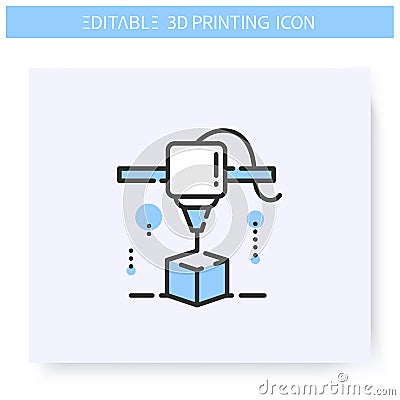 3d printing line icon. Editable illustration Vector Illustration