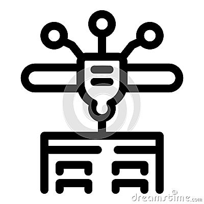 3d printing machine creating object from digital model icon Vector Illustration