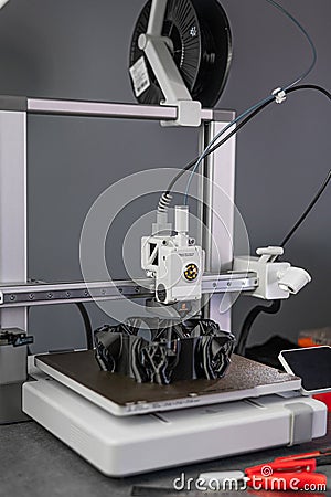 The 3D printing machine operation. The 3D rapid prototype processing concept. Stock Photo