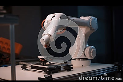3d printing robot, working with precision to create part of new product Stock Photo
