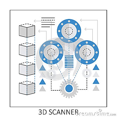 3d printing scanner Vector Illustration