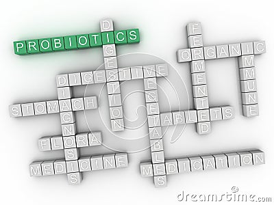 3d Probiotics word cloud concept Stock Photo