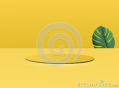 3d product display background platform with yellow light modern. yellow background vector 3d rendering podium platform Vector Illustration