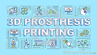 3D prosthesis printing word concepts banner Vector Illustration