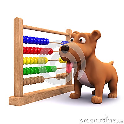 3d Puppy dog and abacus Stock Photo