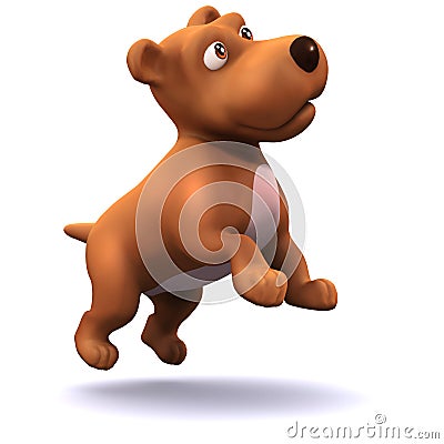 3d Puppy dog leaps in the air Stock Photo