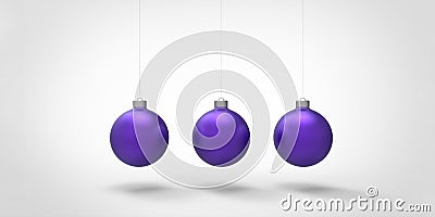 3D purple christmas globes hanging isolated on white background Stock Photo