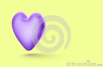 3d purple realistic isolated balloon in heart shape Vector Illustration