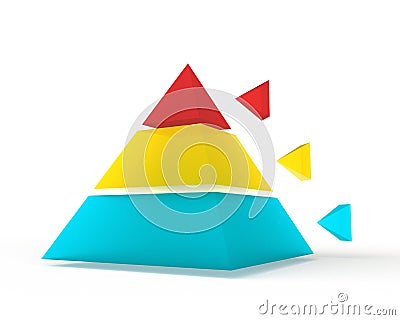 3D Pyramid Chart #3 with arrow for Caption Stock Photo